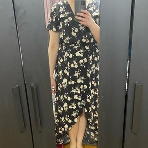 Dynamite Floral Maxi High-Low Dress (Faux Wrap)
